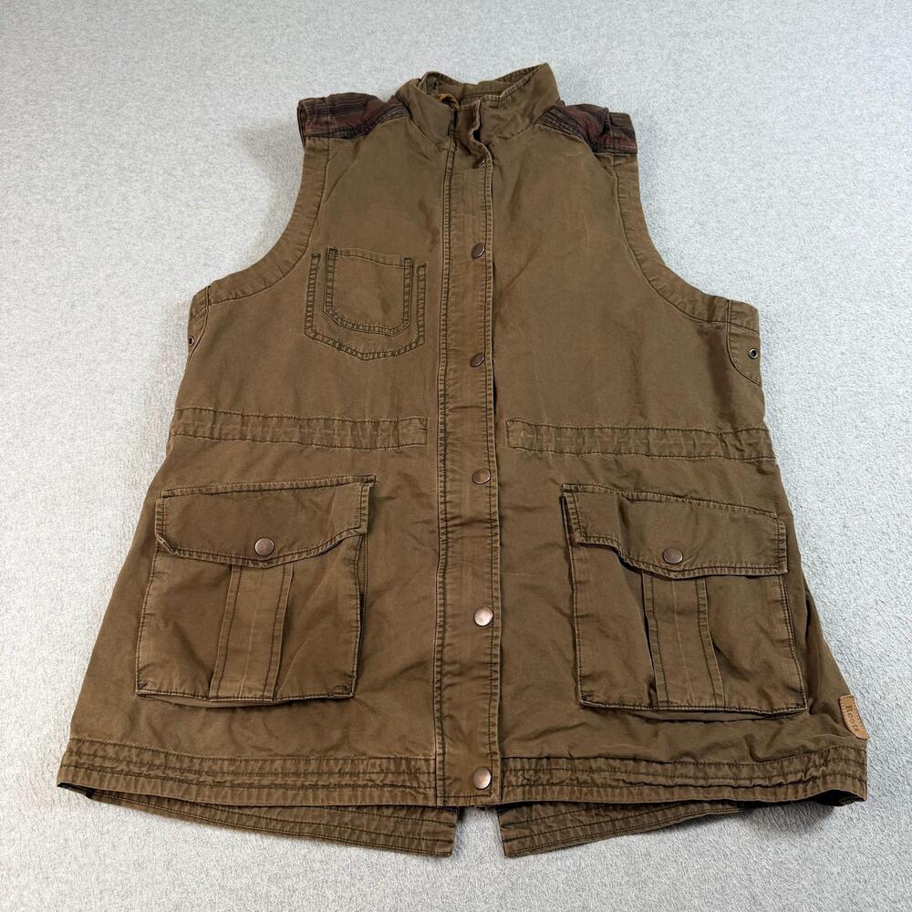 Roots Vest Mens XL Brown Canvas Field Utility Hunting Outdoor Hiking Safari Camp